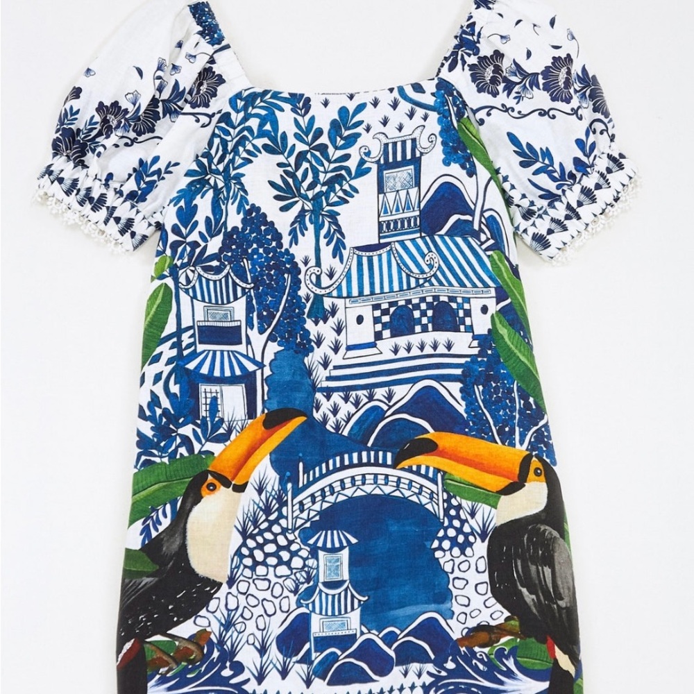 FARM Rio Ancient Garden Mini Dress Toucan Design XS
